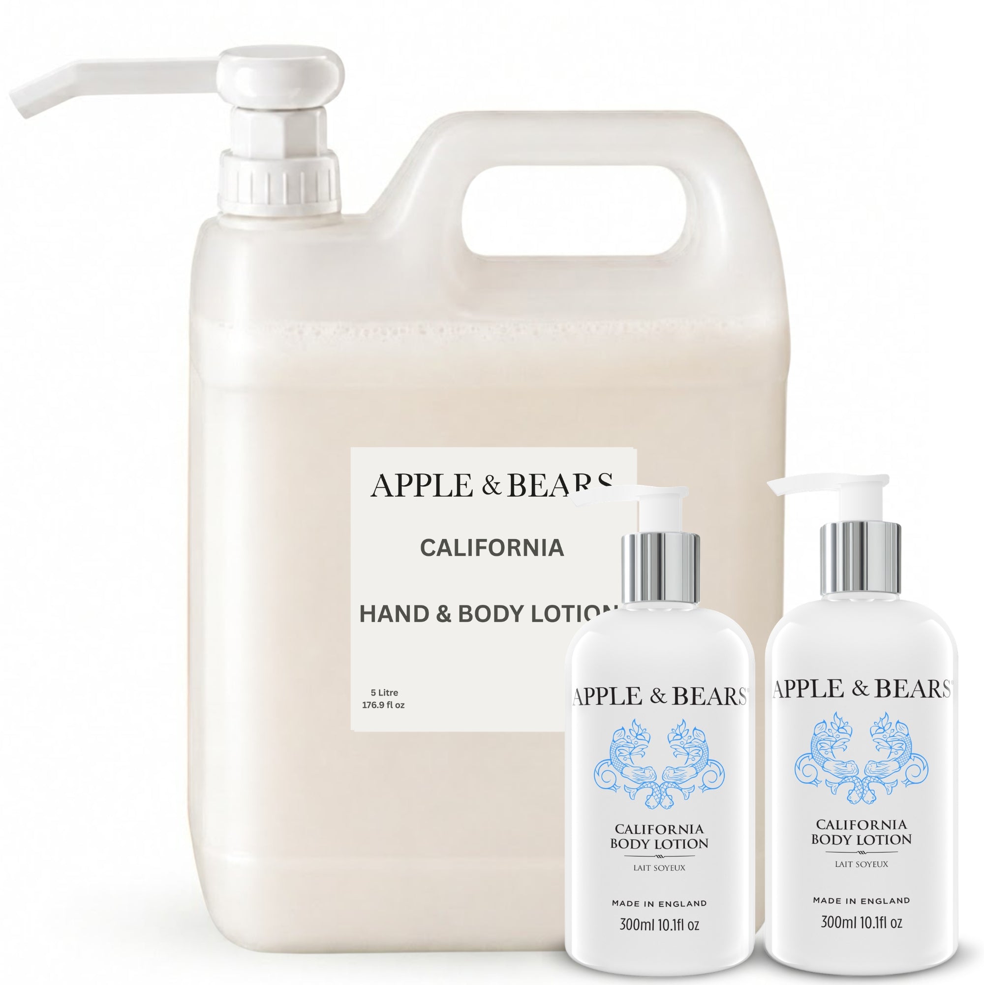 Apple & Bears California Hand & Body Lotion Starter Pack — 5 Litre Refill with 2 x 300ml Guest Bottles