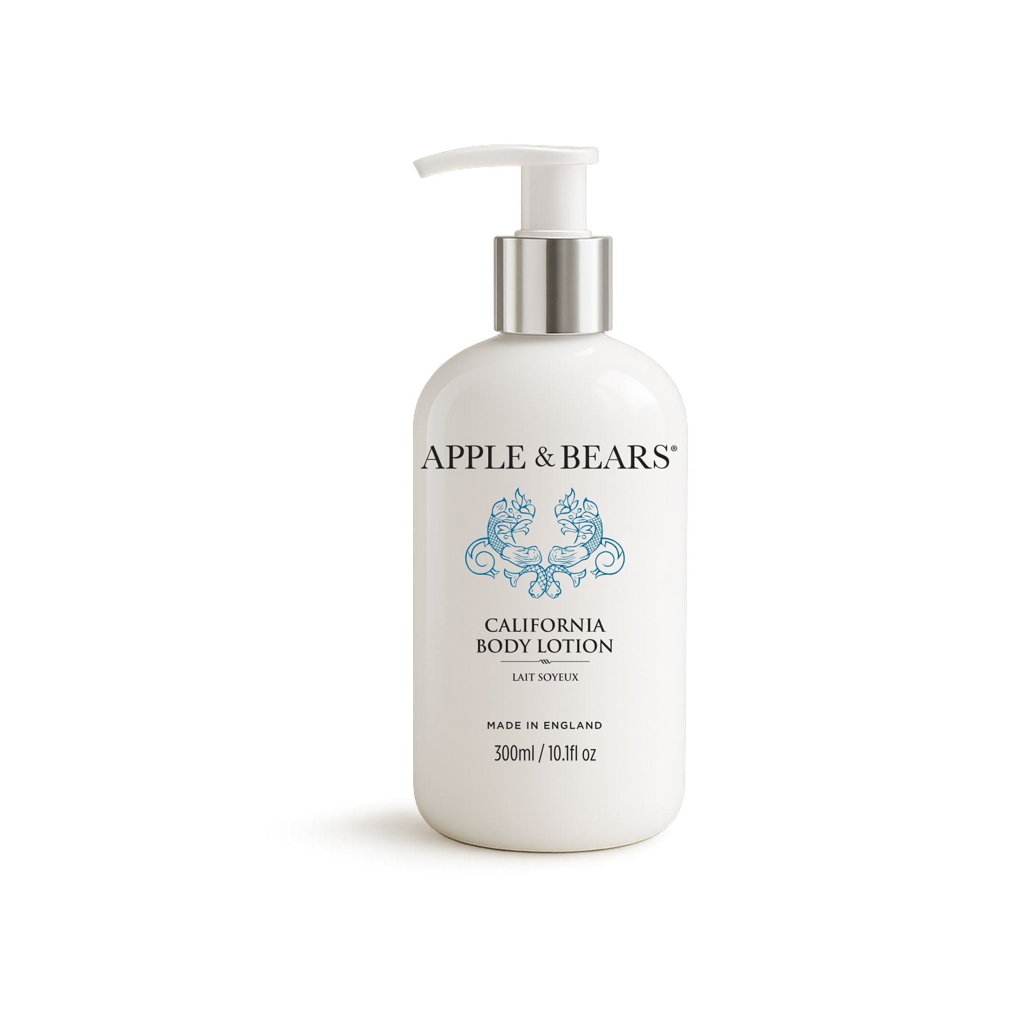 APPLE &amp; BEARS California Body Lotion 300ml refillable hotel bottle — luxury hospitality body lotion made in England