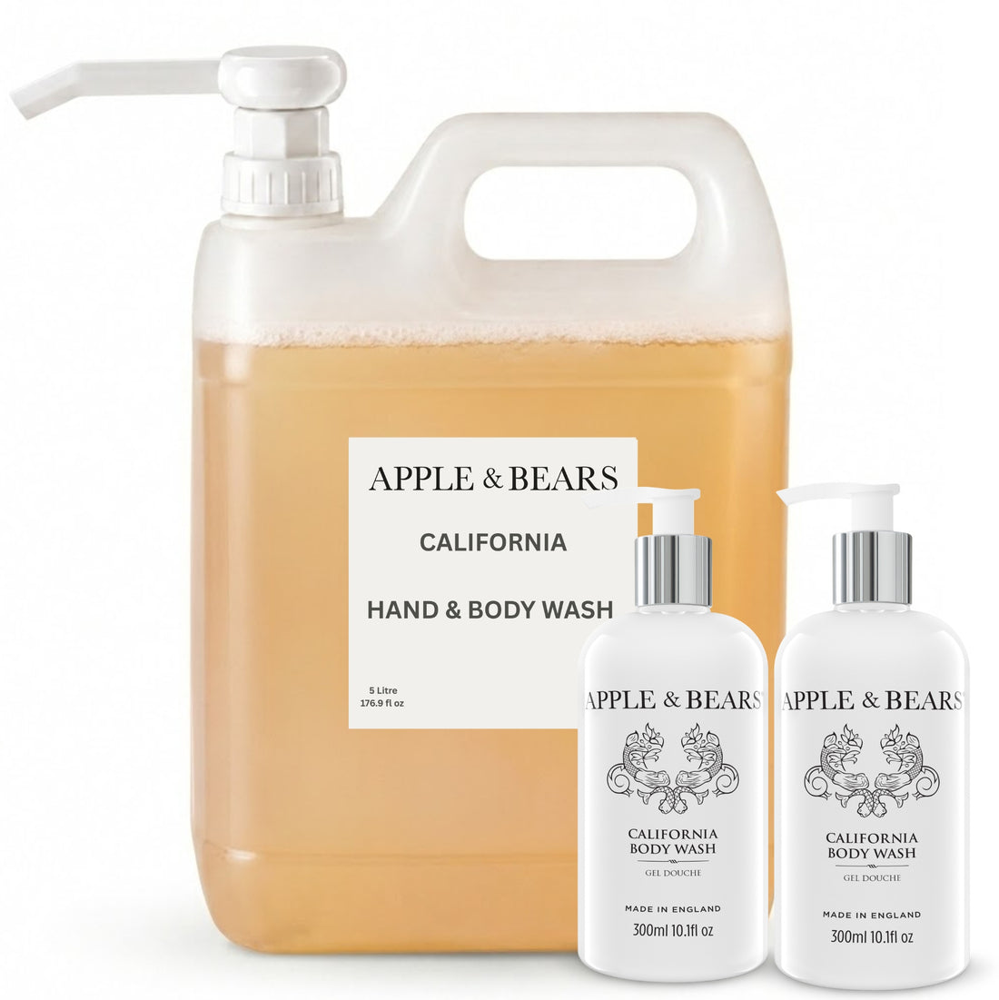 Apple &amp; Bears California Hand &amp; Body Wash Starter Pack — 5 Litre Refill with 2 x 300ml Guest Bottles