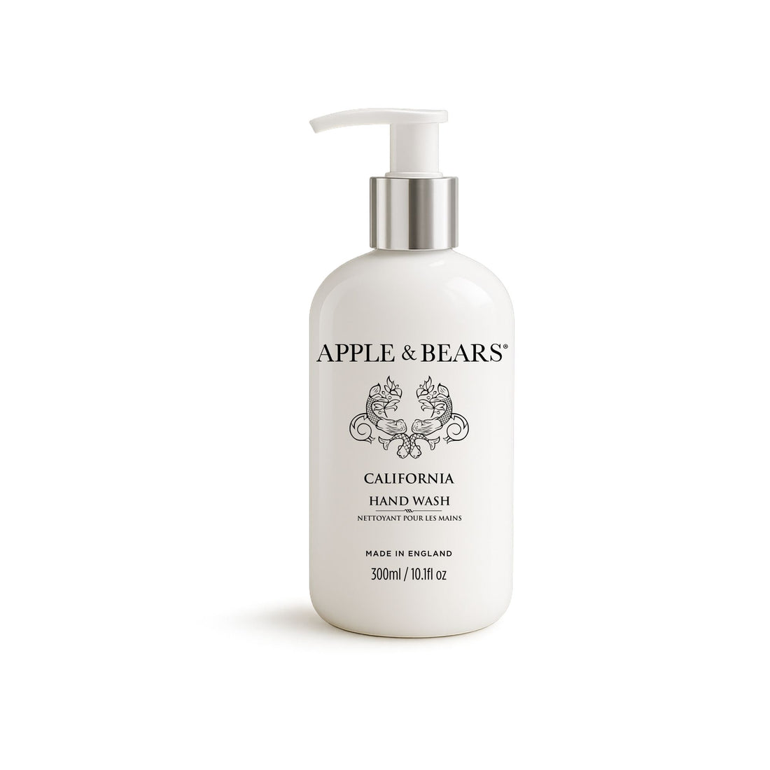 APPLE &amp; BEARS California Hand Wash 300ml empty refillable hotel bottle — luxury hospitality hand wash amenity made in England